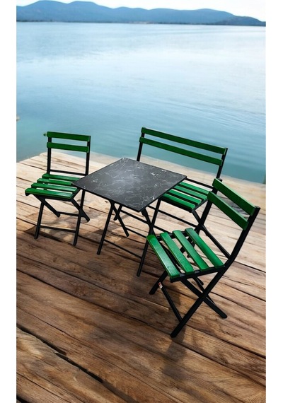 Modern Balkon Bahçe Mutfak Bistro Set Katlanır Masa-sandalye Yeşil