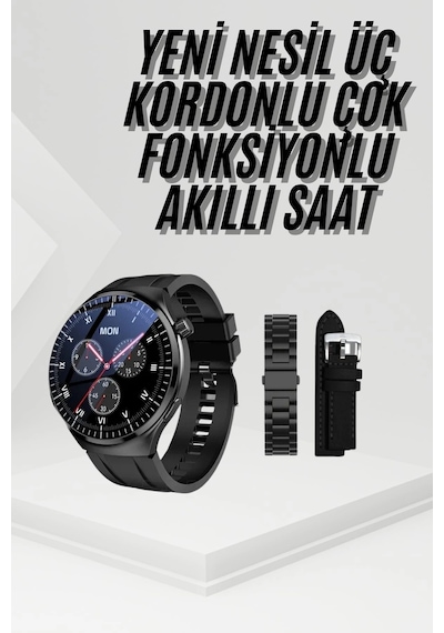 Amoled Ekran Metal Deri Silikon Kordonlu Uyku Ve Sağlık Takibi