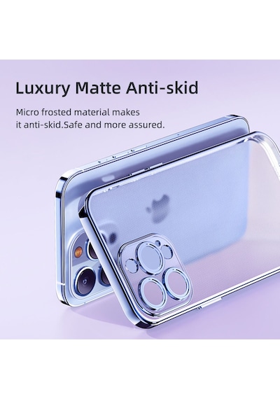 Rock Apple Uyumlu iPhone 14 Pro Max Kılıf Elektrokaplama - Siyah Siyah