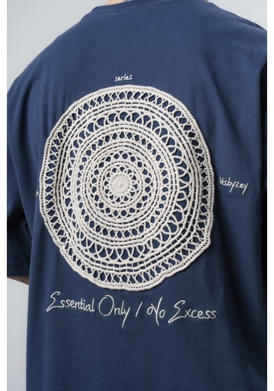 Respire Erkek Essential Nakış Detaylı Oversize T-shirt Lacivert