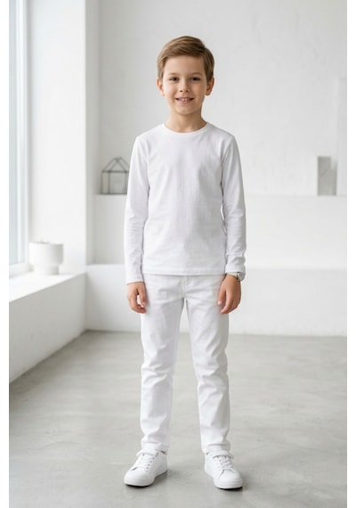 Kiagu Erkek Çocuk Uzun Kollu Basic Düz Tişört %100 Pamuk Bisiklet Yaka T-shirt 2-13 Yaş Beyaz Kiagu Erkek Çocuk Uzun Kollu Basic Düz Tişört %100 Pamuk Bisiklet Yaka T-shirt 2-13 Yaş Beyaz
