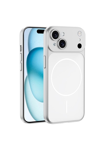 Zore İphone 14 Kılıf Nvth M-safe Şarj Özellikli Kamera Korumalı Spark Kapak - Gümüş