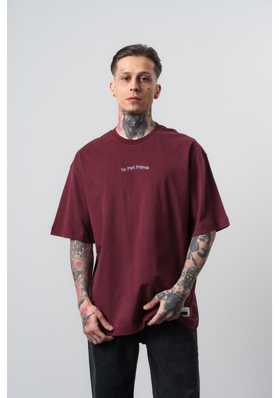 Respire Erkek No Port Baskılı Oversize T-shirt Bordo