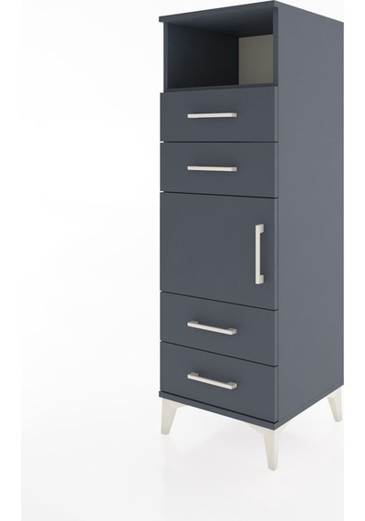 Hyperion Dolap 2 Raflı 4 Çekmeceli Tek Kapaklı 44x44x134 Antr... Antrasit