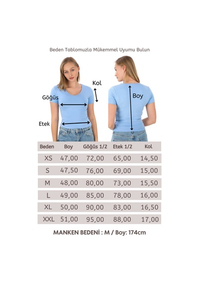 V Yaka Slim Fit Crop Tişört-mavi Mavi