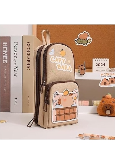 Agoodshop Büyük Capicacity Kapibara Capybara Karikatür Kalem Kutusu Sevimli Kalem Tutucu Kalem Çantas 3bp-yeşil