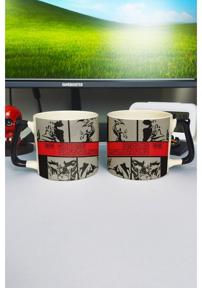 Cowboy Bebop Anime Baskılı Seramik Lüks Kupa 1 Adet Özel Siyah Kulp Dalga Kulp V3d Çok Renkli