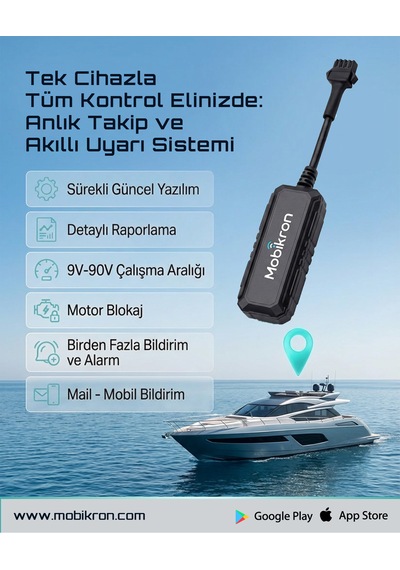 Mk-204-1 Sesli Bildirimli Tekne & Yat Takip Sistemi - 12 Ay Hatlı + Server Dahil Gps 2026 Seri