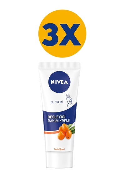 Nivea Deniz Iğdesi ve E Vitamini Besleyici Bakım El Kremi 75 ML x 3