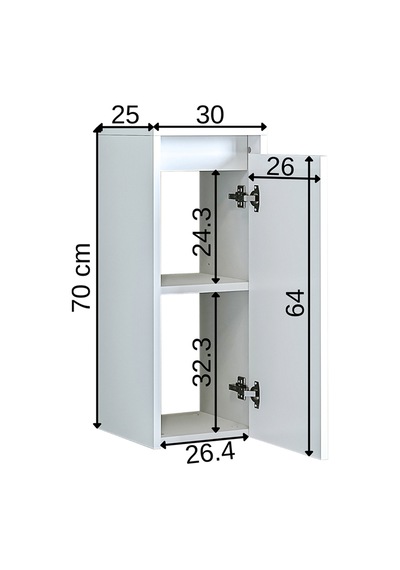 Roomart Suntalam 70 X 25 Cm Banyo Boy Dolabı Mat Beyaz