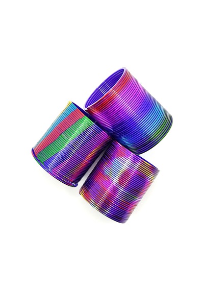 Metalik Renkli Stres Yayı Desenli Oyuncak Stres Yayı - 5 Cm Çapında - 2 Adet