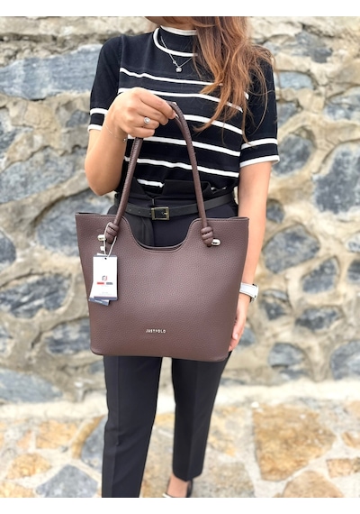 Just Polo Kadın Yeni Sezon Yumuşak Deri Şık El Çantası Kahverengi 89629200