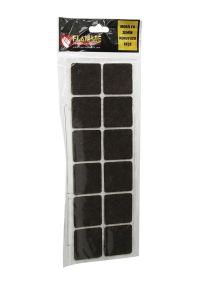 Flamme-0022 Mobilya Keçesi 38mmx38mm 12 Adet Kare Zemin Koruyucu Yapışkanlı Montaj - 25'li Paket Diğer