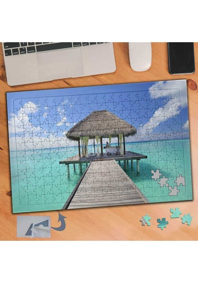 Açık Mavi Denizde İskele 240 Parça Puzzle Yapboz Tablo-119