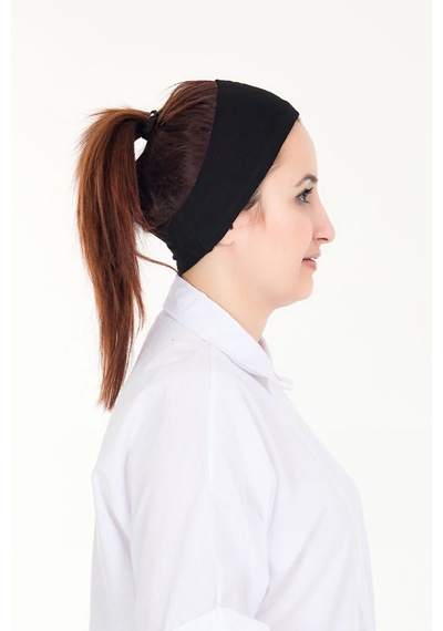Sensu Dikişsiz Kadın Penye Tesettür Bandana Spor Saç Bandı Sıyah
