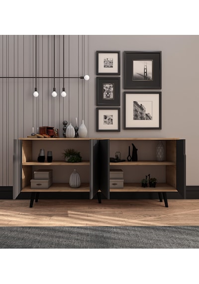 Latina Modern Konsol 180 Cm Safir Meşe - Antrasit Latina Modern Konsol 180 Cm Safir Meşe - Antrasit