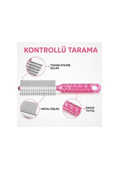 Kedi Köpek Tüy Tarama Tarağı Çift Taraflı Metal Dişli Bakım Tarağı Mavi
