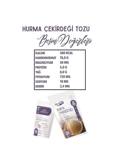 250 Gr Hurma Çekirdeği Tozu Unu %100 Doğal