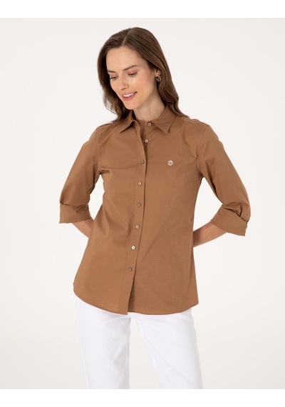 Pierre Cardin Kadın Camel Gömlek Desenli 50313589-vr015 CAMEL
