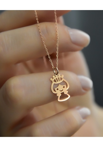 Papatya Silver 925 Ayar Gümüş Rose Kaplama Kesim Prenses Kolye