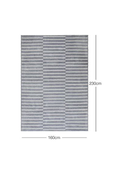 Ocean Home Textile Gri Renk Çizgi Desenli Şönil Halı Kilim 160 X 230 Cm