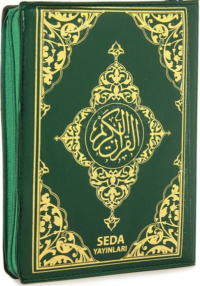 Suni Deri Çantalı - Arapça Kuranı Kerim - Bilgisayar Hatlı - Çanta Boy - Yeşil