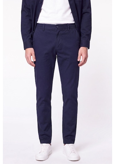 Comfort Fit Beli Lastikli Esnek Keten Lacivert Pantolon P 1221