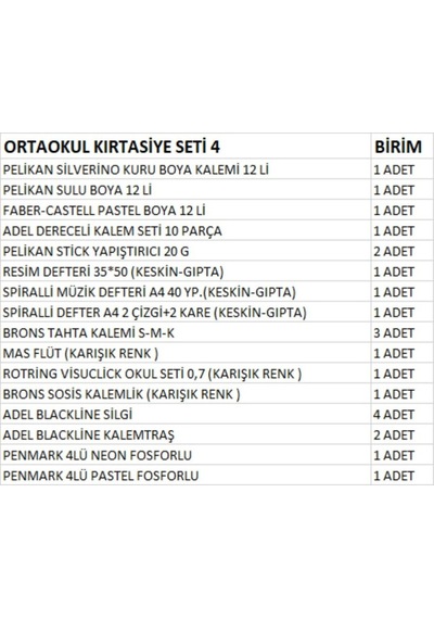 Ortaokul Kırtasiye Seti 4