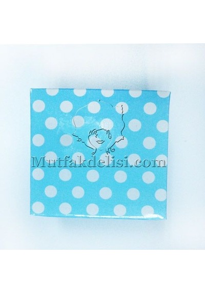 Mavi Beyaz Puantiyeli Asetat Kutu 5.5x5.5x2 Cm 10 Adet