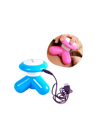 Buffer 3 Başlıklı Titreşimli Usb Şarjlı Mini El Masaj Aleti Mavi