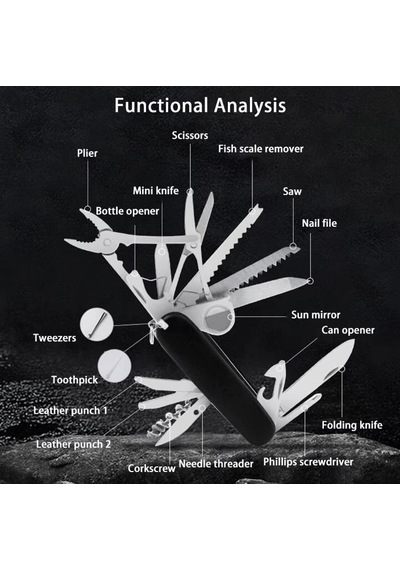 Çok Amaçlı Multitool Kamp Çakı Profesyonel Outdoor & Günlük Kullanım Siyah