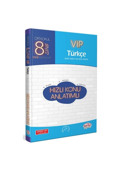 Editör Yayınları 8. Sınıf Türkçe Vıp Hızlı Konu Anlatımlı