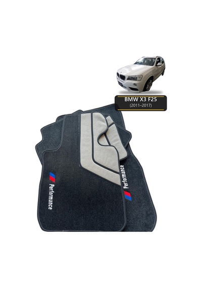 Oto Halı Paspas Seti Bmw X3 F25 2011 2017 Uyumlu Sport Kaymaz & Şık Tasarım - Gri-siyah - Tasarım 14