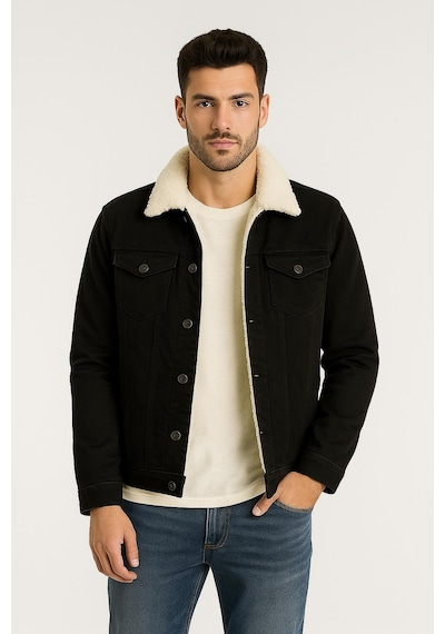 Fabio Cassani Zbd Erkek Slim Fit Kürklü Kot Ceket - 7432 Siyah