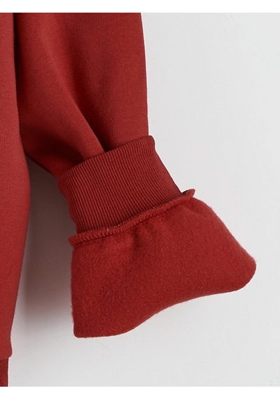 LC Waikiki Lcw Kids Kırmızı Bisiklet Yaka Taşlı Kız Çocuk Kalın Sweatshirt Red