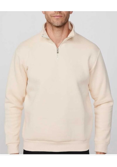 Kozia Outdoors Dik Yakalı Fermuarlı Oversize Unisex Sweatshirt Bej