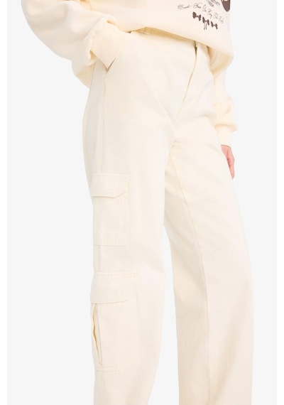 DeFacto Straight Fit Gabardin Pantolon Kargo Cepli Normal Bel Düz Paça D3762AX24AUER98