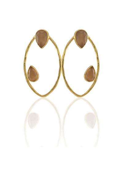 Kadir Jewellery 22 Ayar Altın Kaplama Geometrik Küpe -el İşçiliği Ve Hipoalerjenik Küpe Turuncu