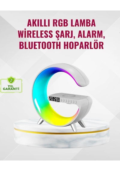 Akıllı Uyku Lambası Gündoğumu Alarmı Kablosuz Şarj Ve Müzik Çalar