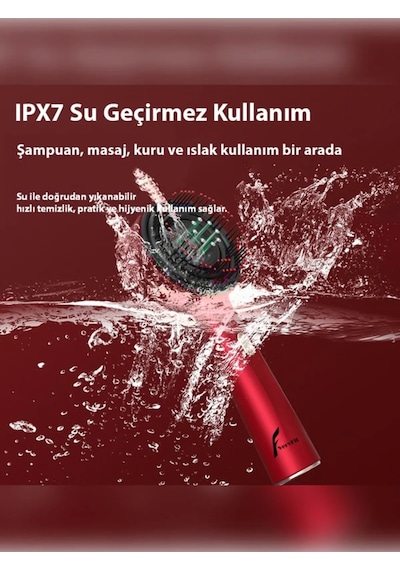 Şarjlı Ve Titreşimli Saç Masaj Tarağı Bakım Yağı Hazneli Fırça