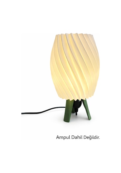 Modern Dekoratif Masa Lambası Spiral Tasarım Abajur Sert Plastik Gövde Gece Lambası