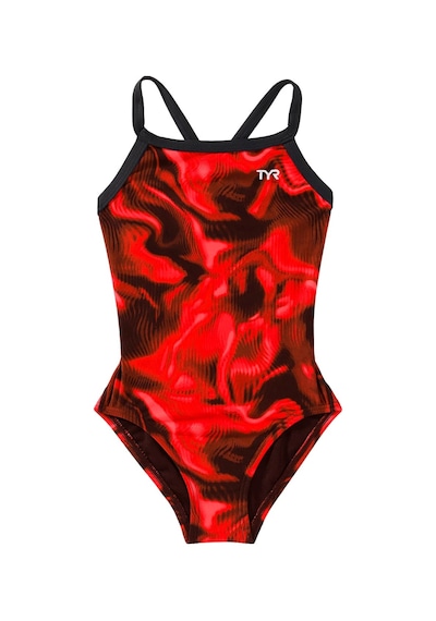 Tyr Durafast Elite Girl's Diamondfit Swimsuit - Waveform Kırmızı