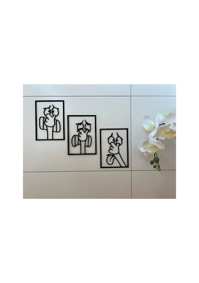 Banyo Dekoratif Duvar Süsleri 3 Adet 17,5 Cm Plastik Siyah