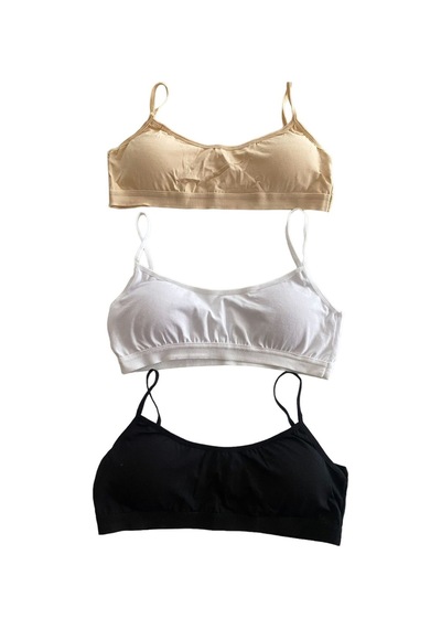 Underwear Bodyway 3'lü İp Askılı Petli Kadın Büstiyer Beyaz - Ten Rengi - Gri