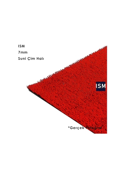 Ism - Suni Yapay Çim Balkon Halı - 7Mm - Kırmızı Renk