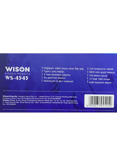 Wison Ws-4545 Şarjlı Su Altı Dalış El Feneri 10w 1800 Lümen