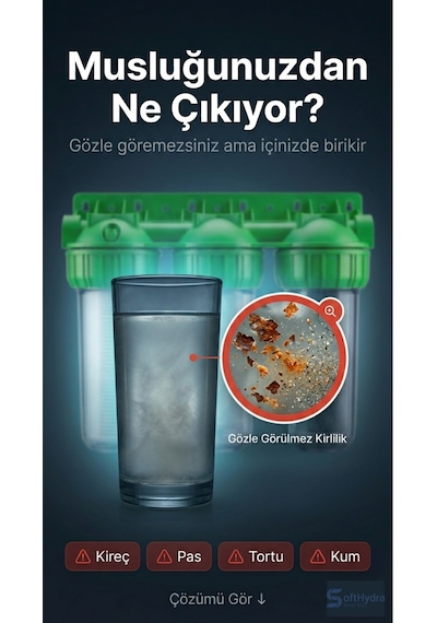Daire Tipi Tesisat Ve Beyaz Eşya Koruyucu Su Filtresi - 3'lü Kireç Önleyici Merkezi Temizleme Sistemi