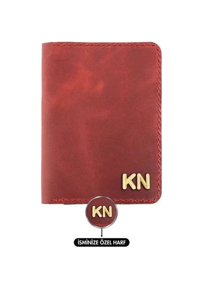 Twingold İsme Özel Pasaport Kılıfı - %100 Rainbow Deri - Ak02003 - Kırmızı Kırmızı