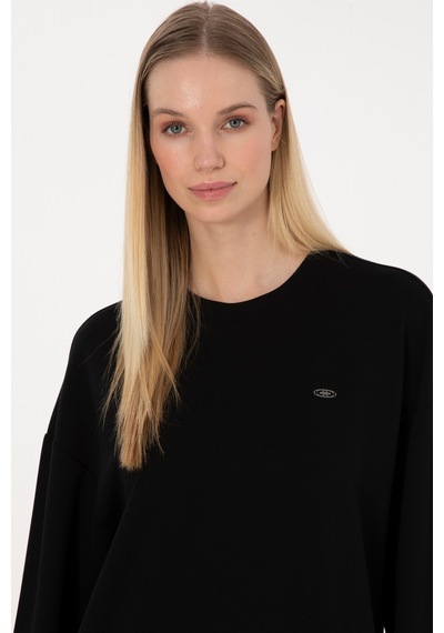 U.S. Polo Assn. Kadın Siyah Bisiklet Yaka Sweatshirt 50314194-VR046