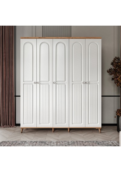 Bohem 5 Kapaklı Komple Mdf Gardırop - Elbise Dolabı